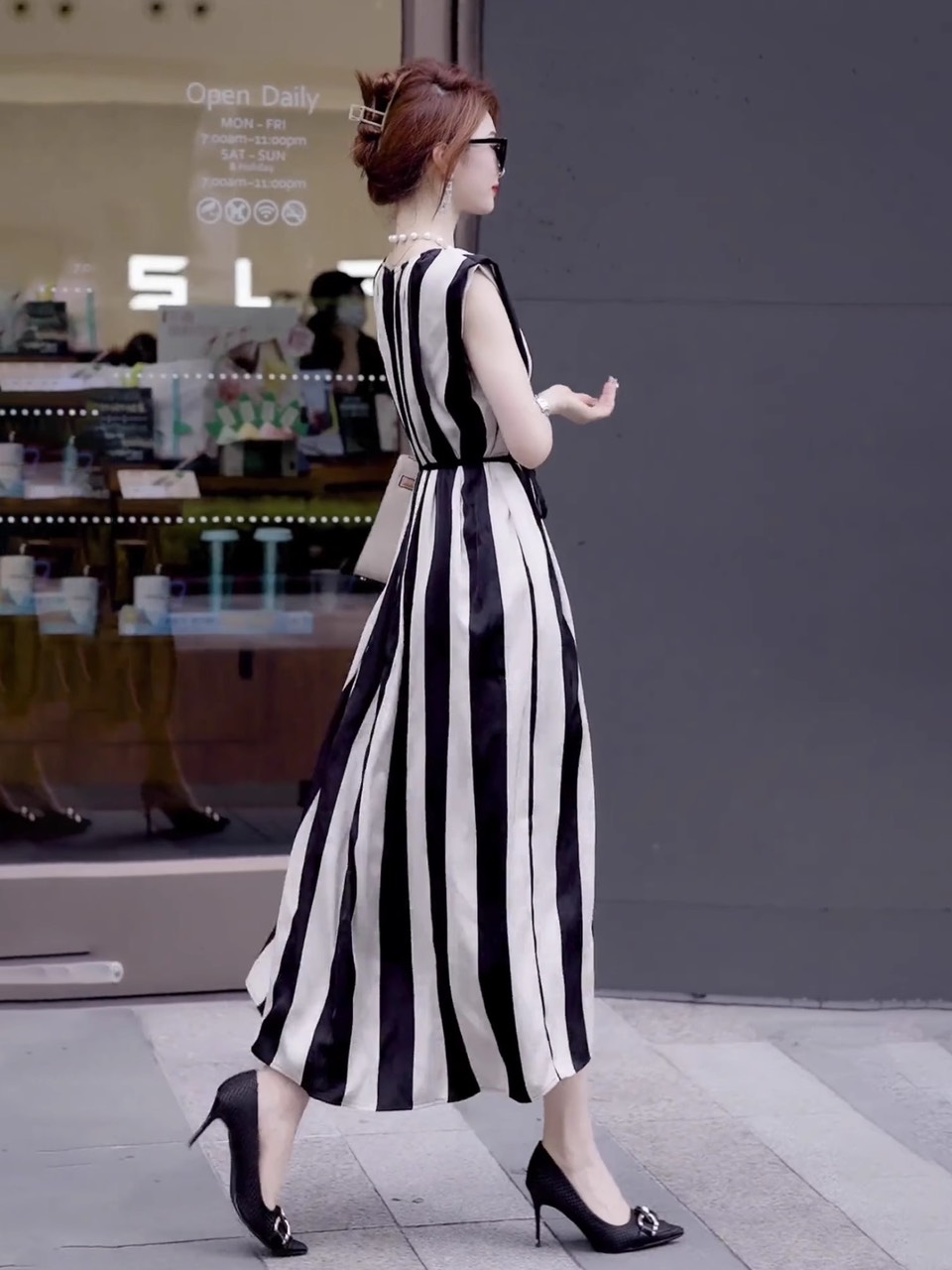 ĐẦM LỤA SỌC CAO CẤP D23